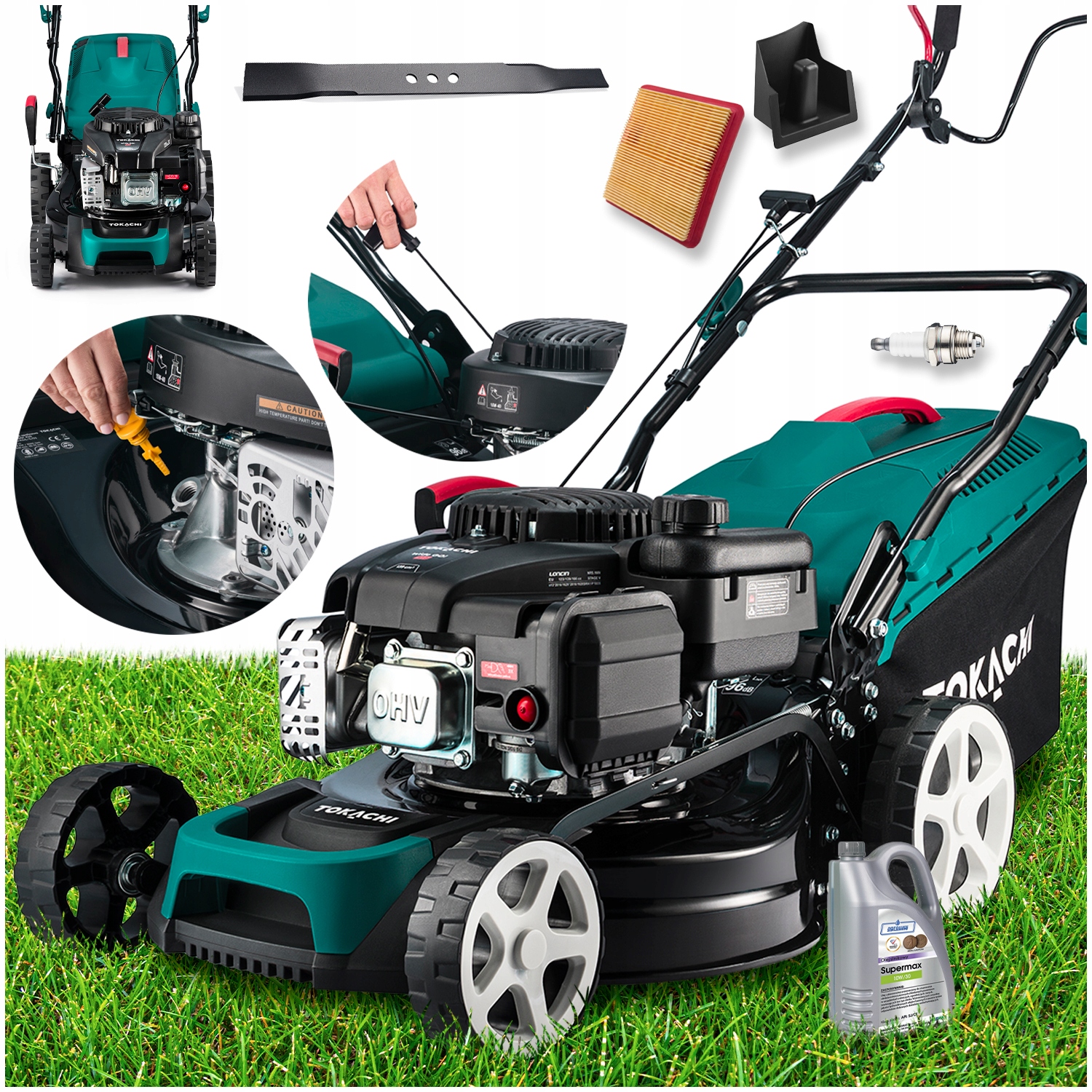 Benzínová kosačka na trávu Tokachi WideGO! 410 3,3 HP 50 l s vlastným pohonom a mulčovaním